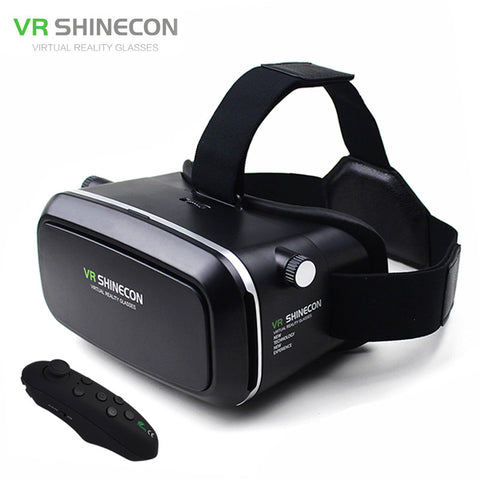 VR Shinecon Virtual Reality Goggles Head Mount Moblie 3D Video Glasses Helmet Cardboard 2.0 Box+Phone Bluetooth Control Gamepad - Reality Virtual Shop